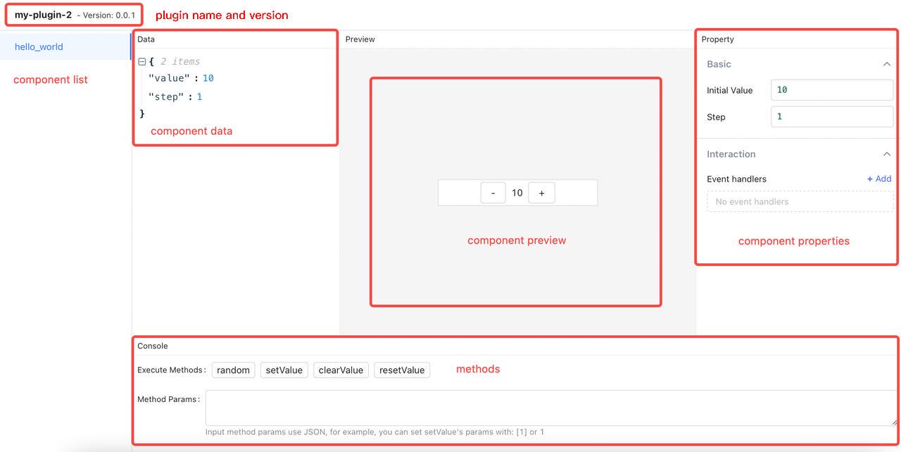 Captura de tela do ambiente de desenvolvimento de componentes